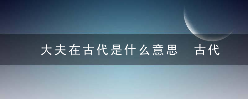 大夫在古代是什么意思 古代大夫什么意思